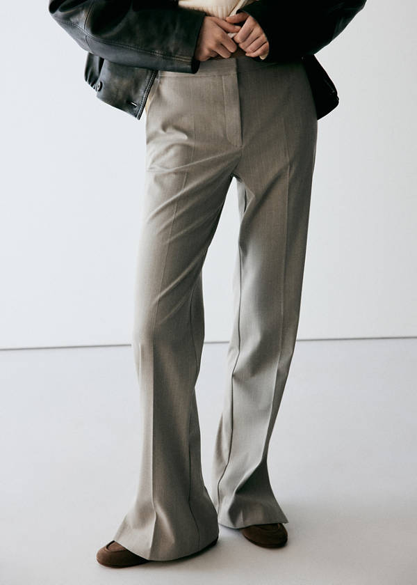 Striped straight suit trousers — Medium Brown