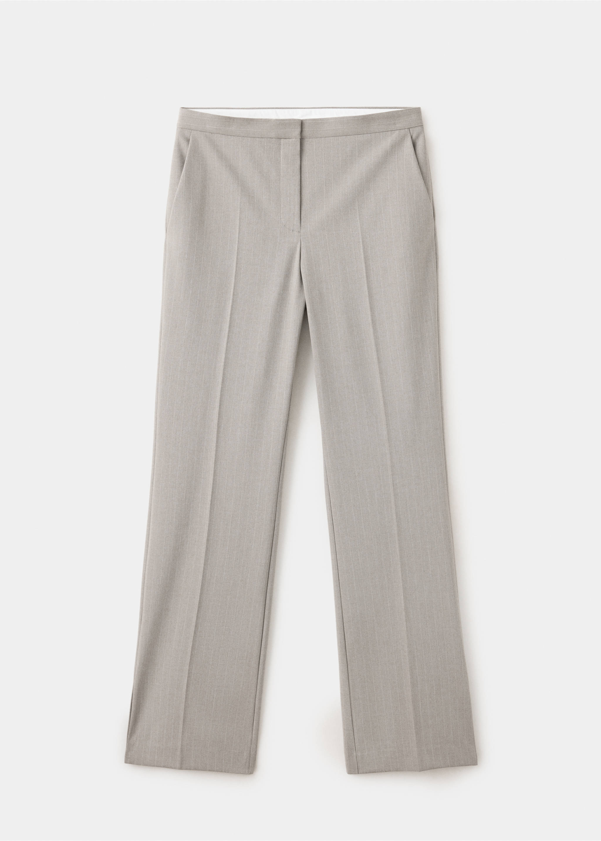 Pantalones grises de corte recto con raya marcada y bolsillos laterales., Marrón medio. Ref: 37068639-00.