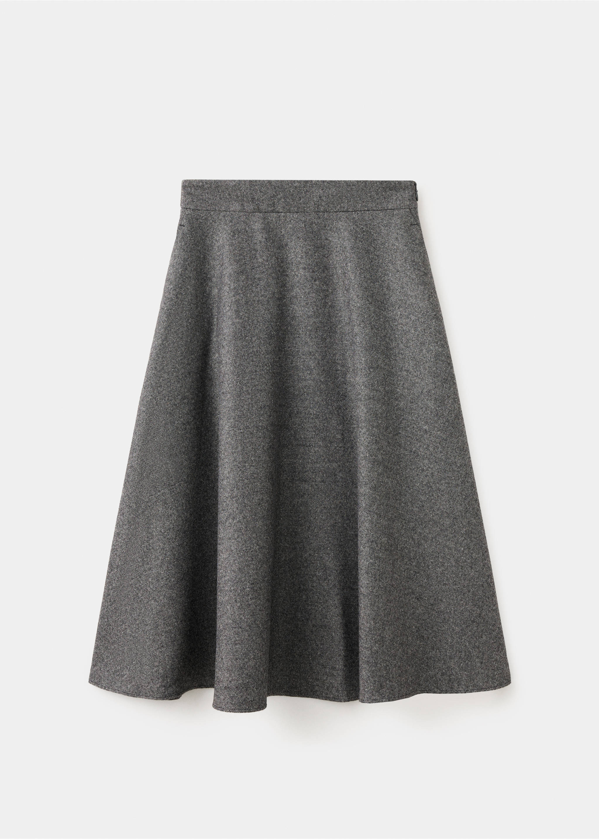 Dark grey flared midi skirt with a fitted waistband and A-line silhouette., Black. Ref: 37068640-00.