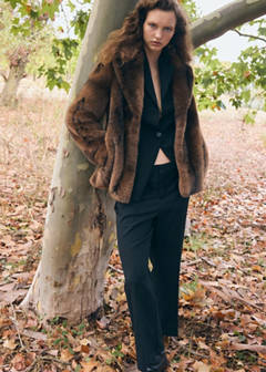 Faux-fur coat with lapels — Brown 4