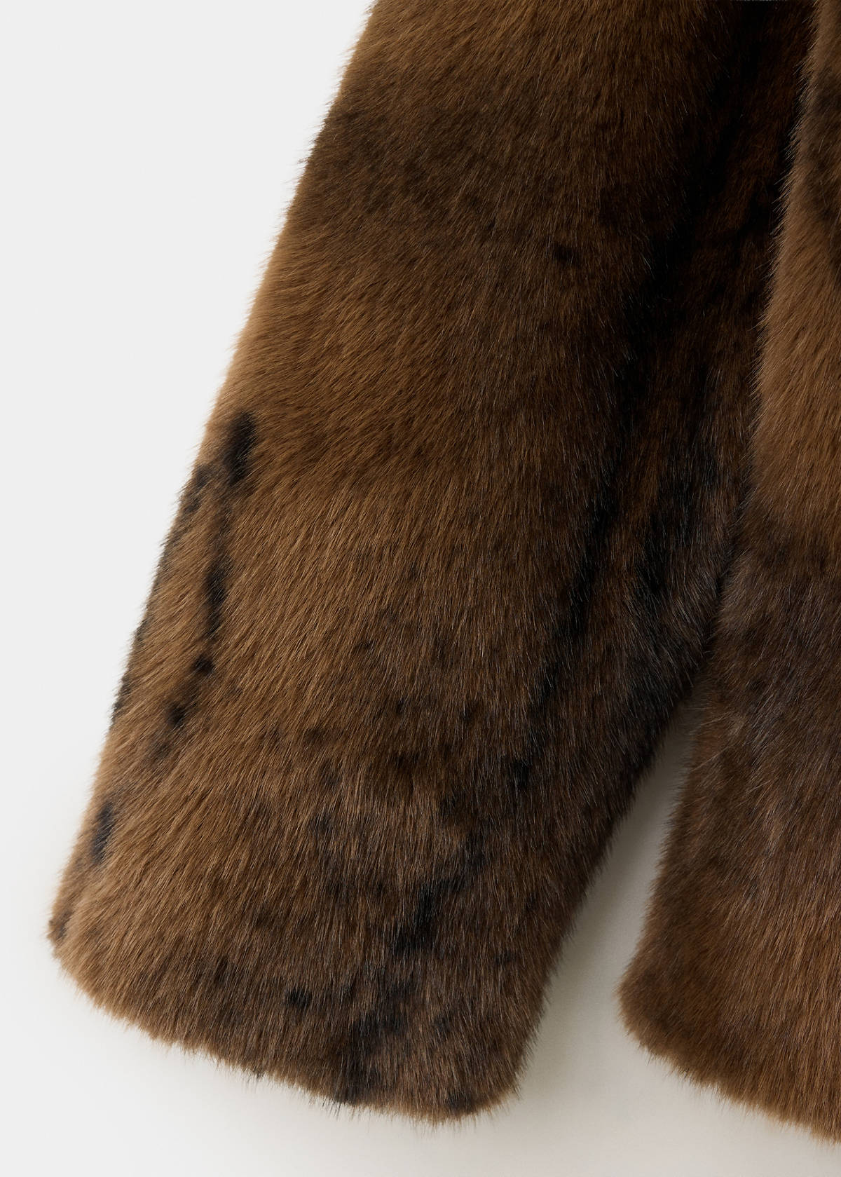 Faux-fur coat with lapels — Brown