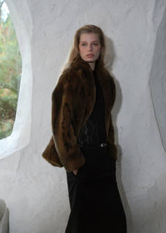 Faux-fur coat with lapels — Brown 10