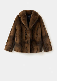 Faux-fur coat with lapels — Brown 6