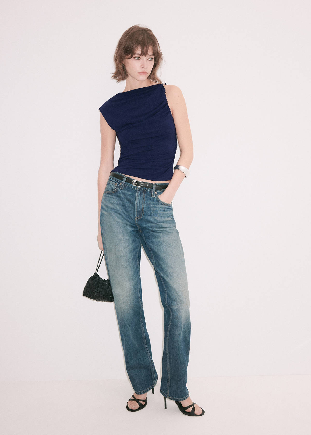 Draped top with metallic detail
