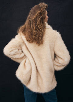 Faux-fur coat with lapels — Beige 3