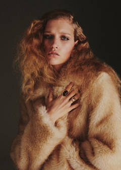 Faux-fur coat with lapels — Beige 8