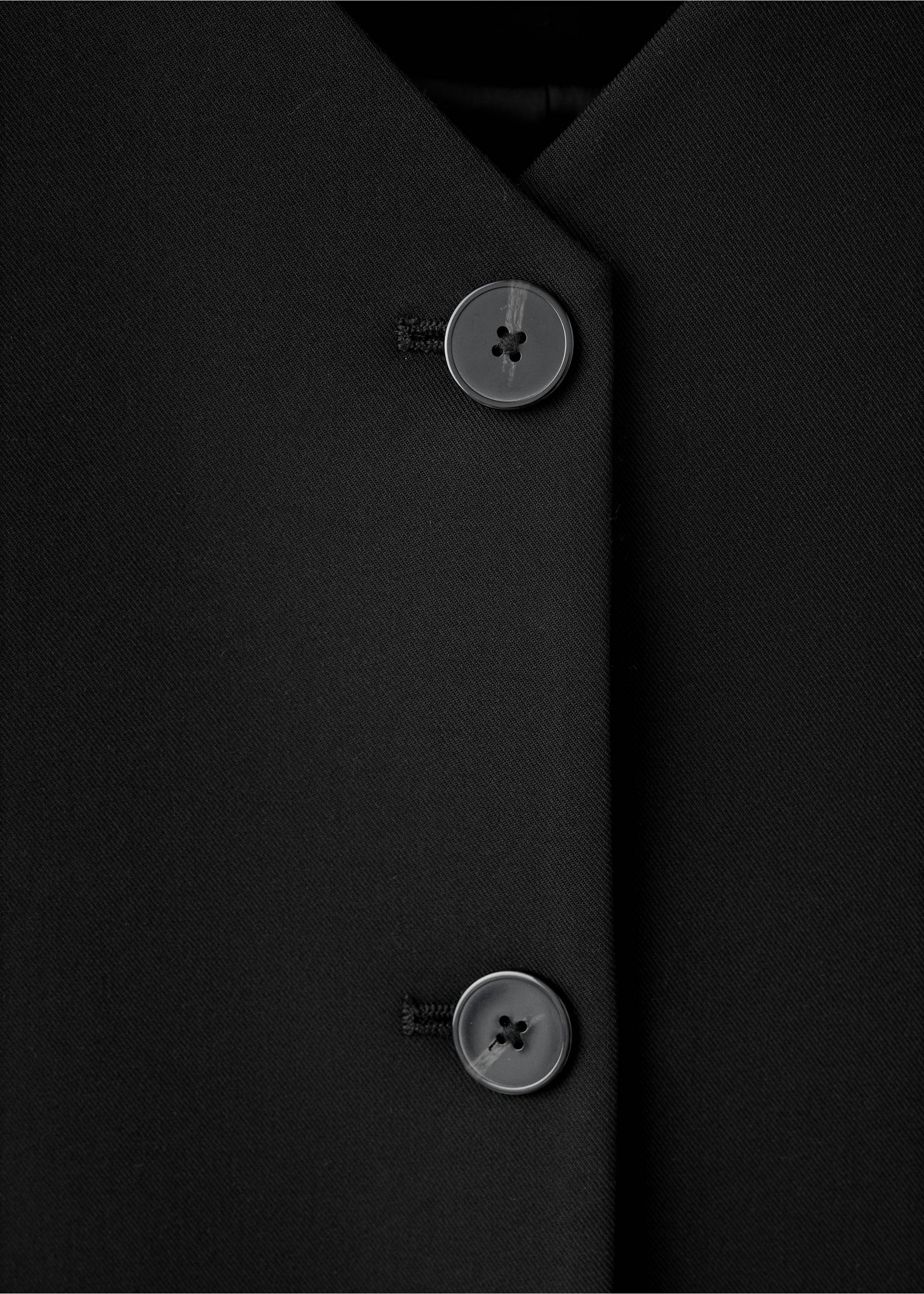 Black dress V-neck button detail., Black. Ref: 37069130-00.