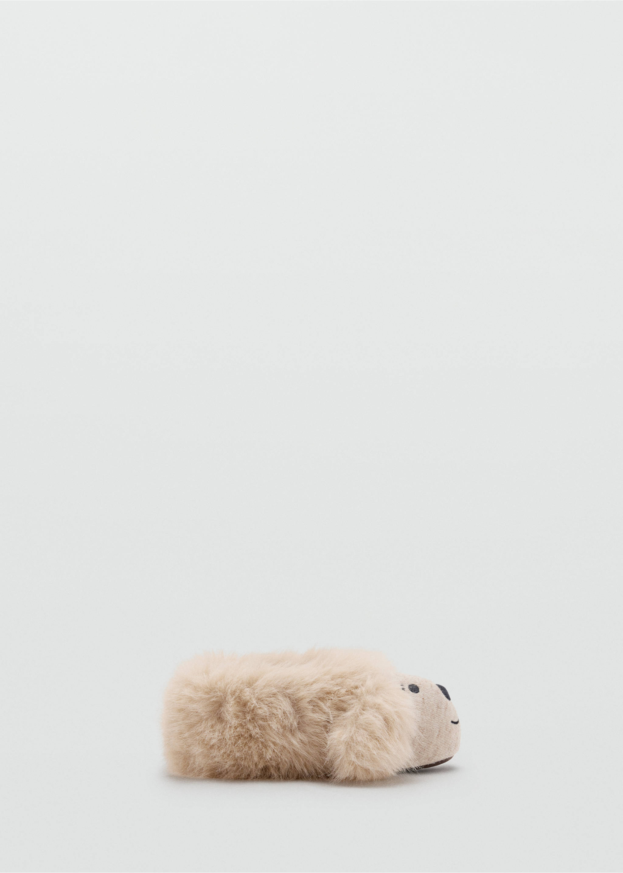 Beige faux-fur children's novelty puppy slippers., Sand. Ref: 37069133-00.