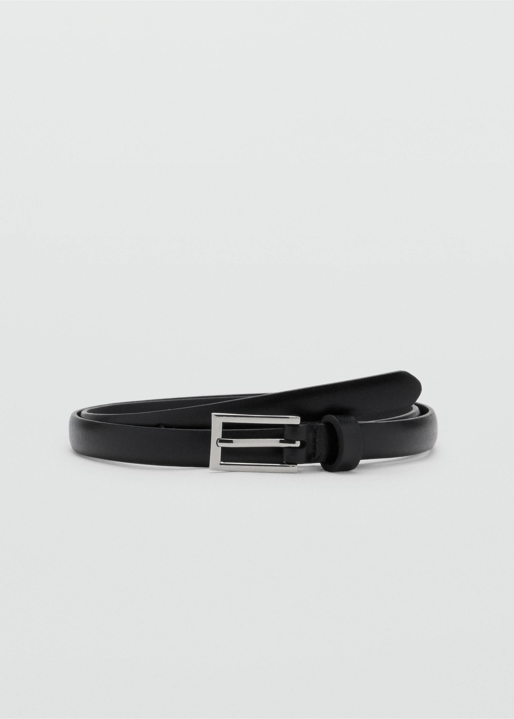 Leather belt with square buckle - Article without model, Black. Ref: 37069138-00.