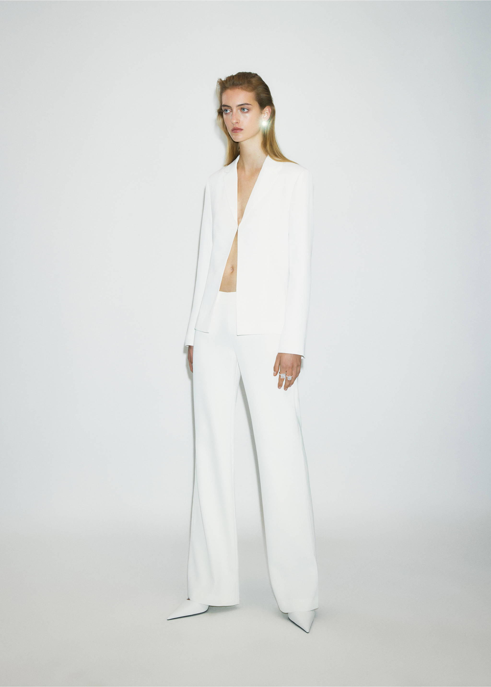 White pointed shoes worn with a matching white trouser suit, White. Ref: 37069139-00.
