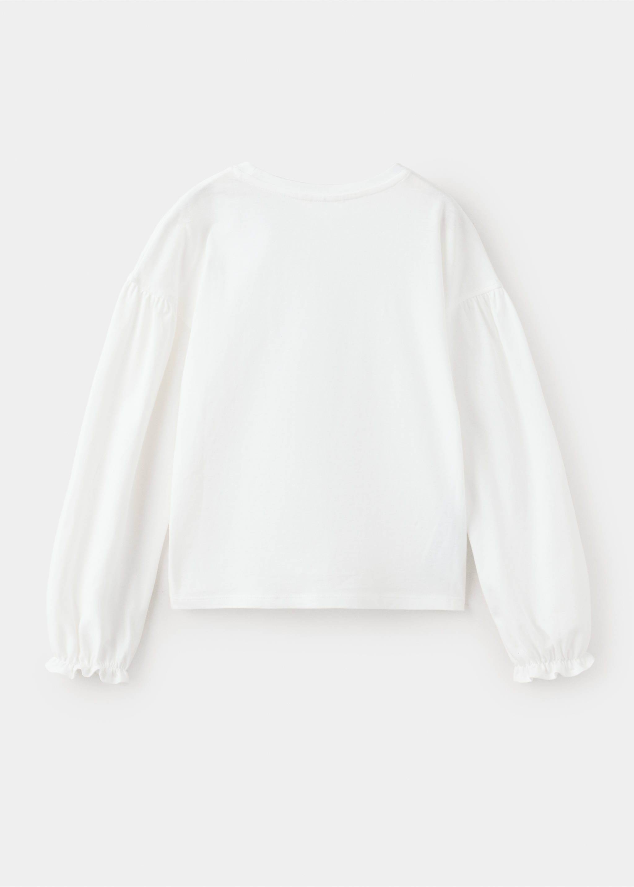 White kids' t-shirt with long sleeves and ruffled cuffs, back view., Off White. Ref: 37069210-00.