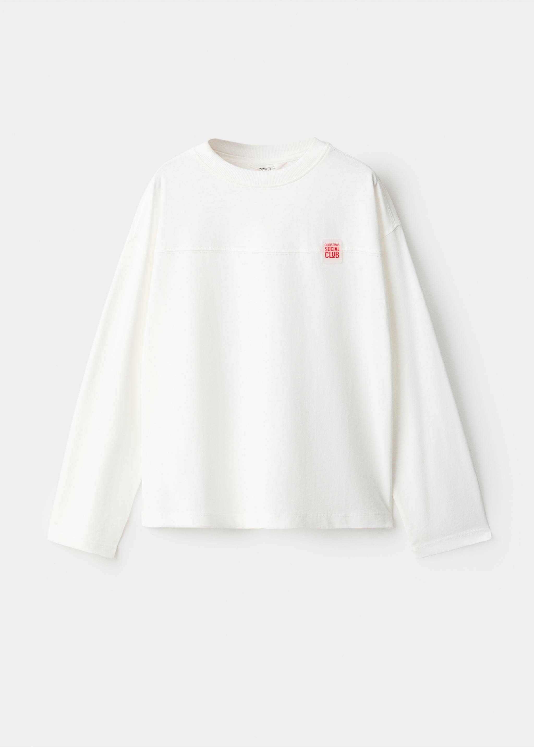 Off-white long-sleeve t-shirt with crew neck and small chest patch., Off White. Ref: 37069213-00.