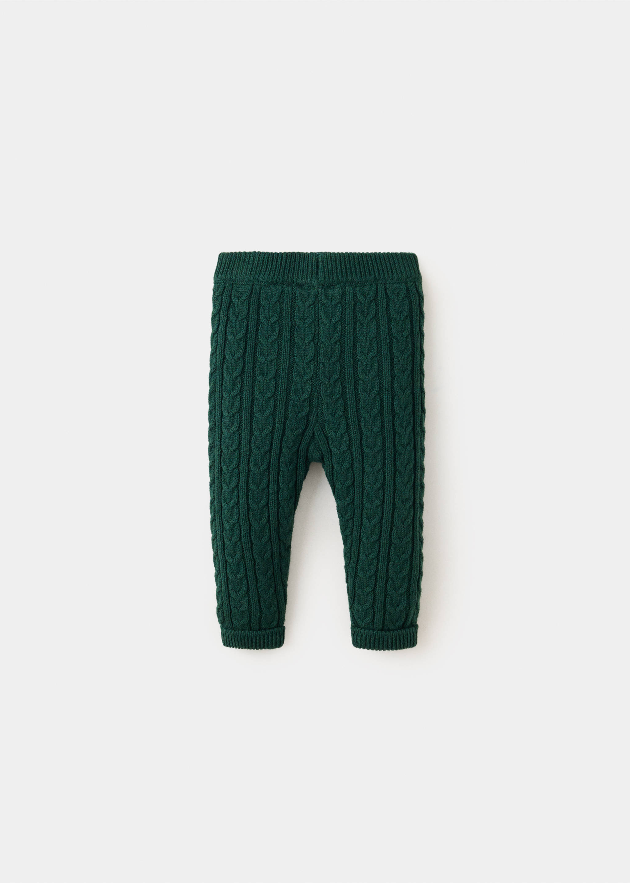 Dark green cable-knit trousers, back view., Green. Ref: 37069216-00.