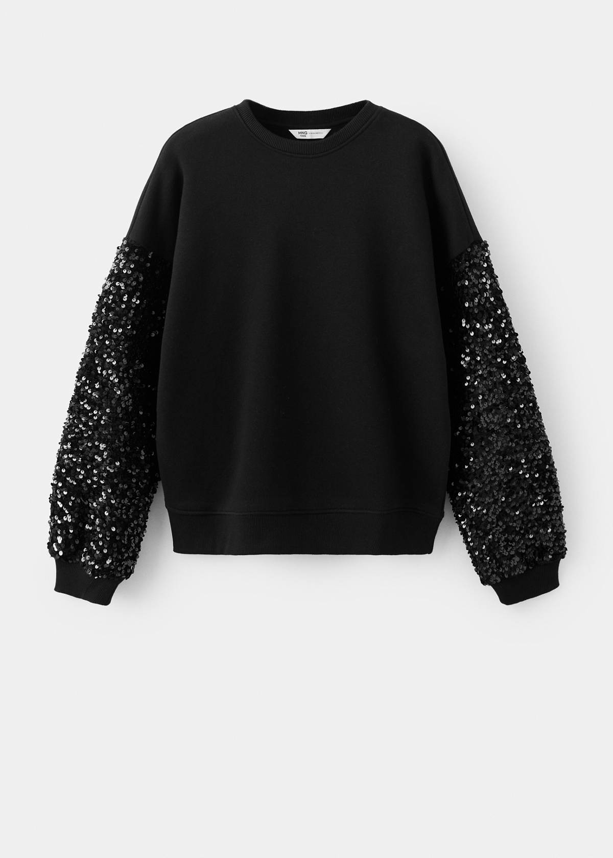 Sequin sleeve sweatshirt — Black