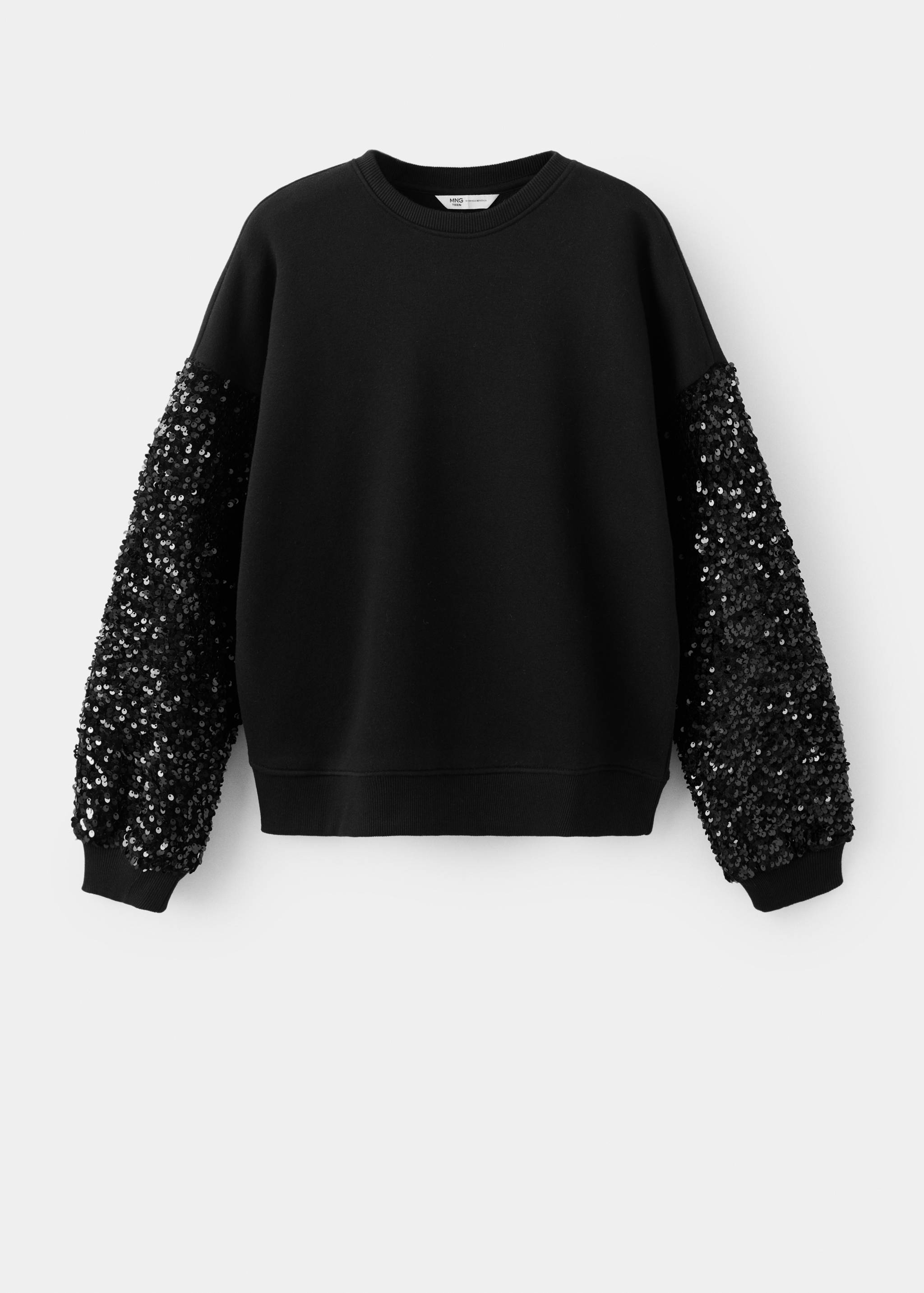 Black sweatshirt with sequin long sleeves