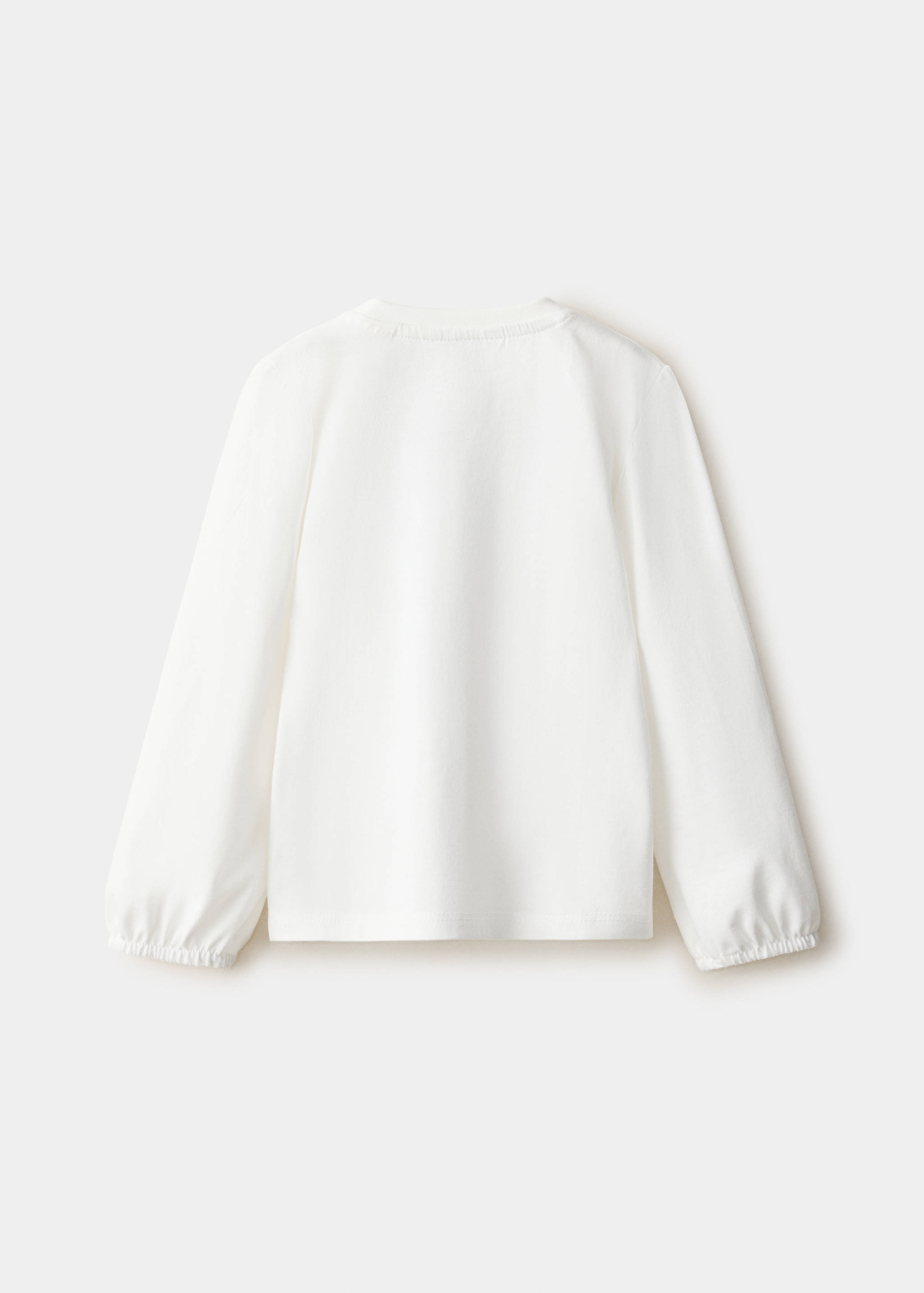 White long-sleeved kids' t-shirt with elasticated cuffs, back view.