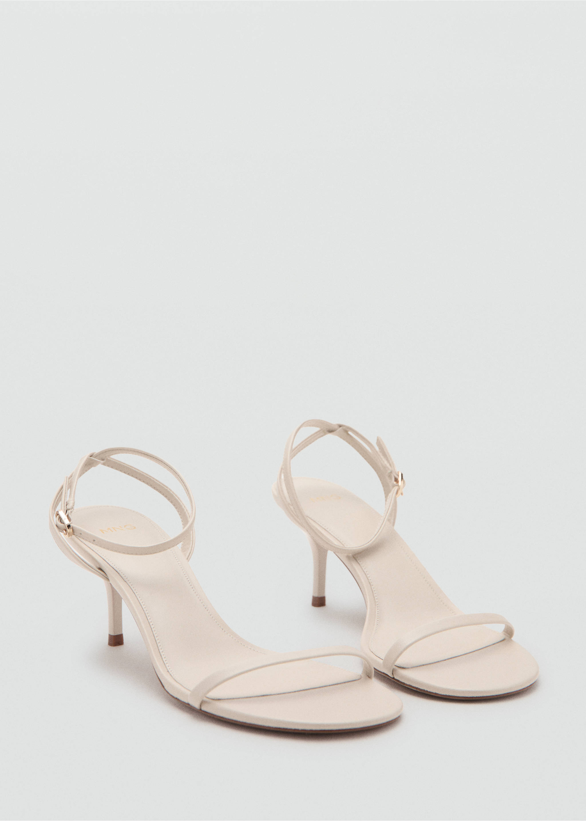 Strappy heeled sandals - Medium plane, Ecru. Ref: 37071327-00.