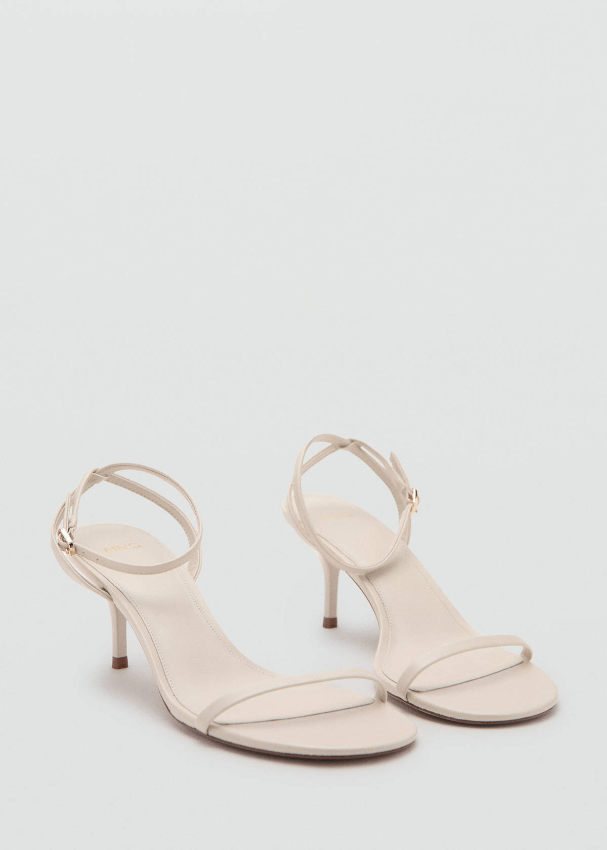 Strappy heeled sandals — Ecru
