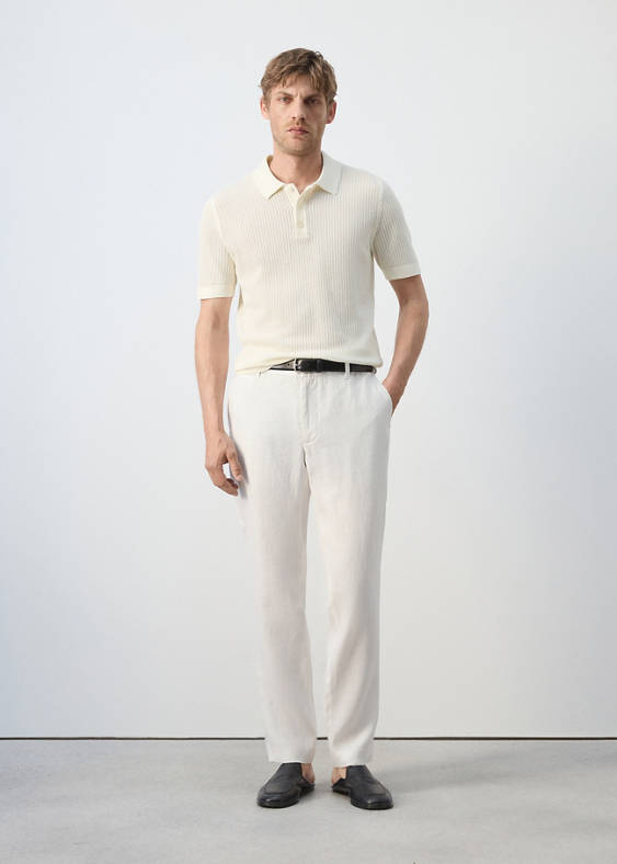 Spodnie slim fit z 100% lnu