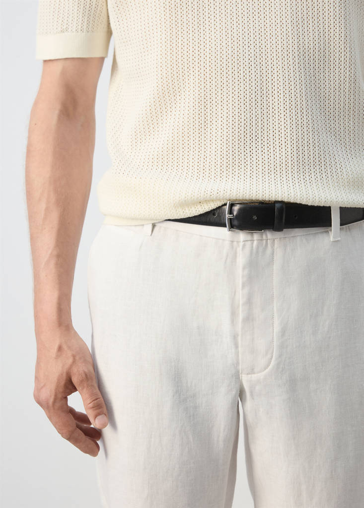 Slim-fit 100% linen trousers — Off White