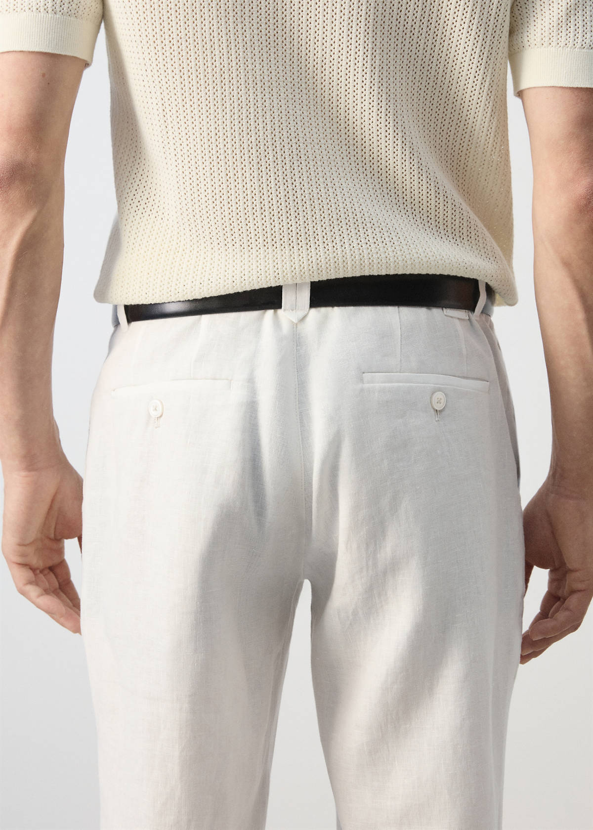 Slim-fit 100% linen trousers — Off White