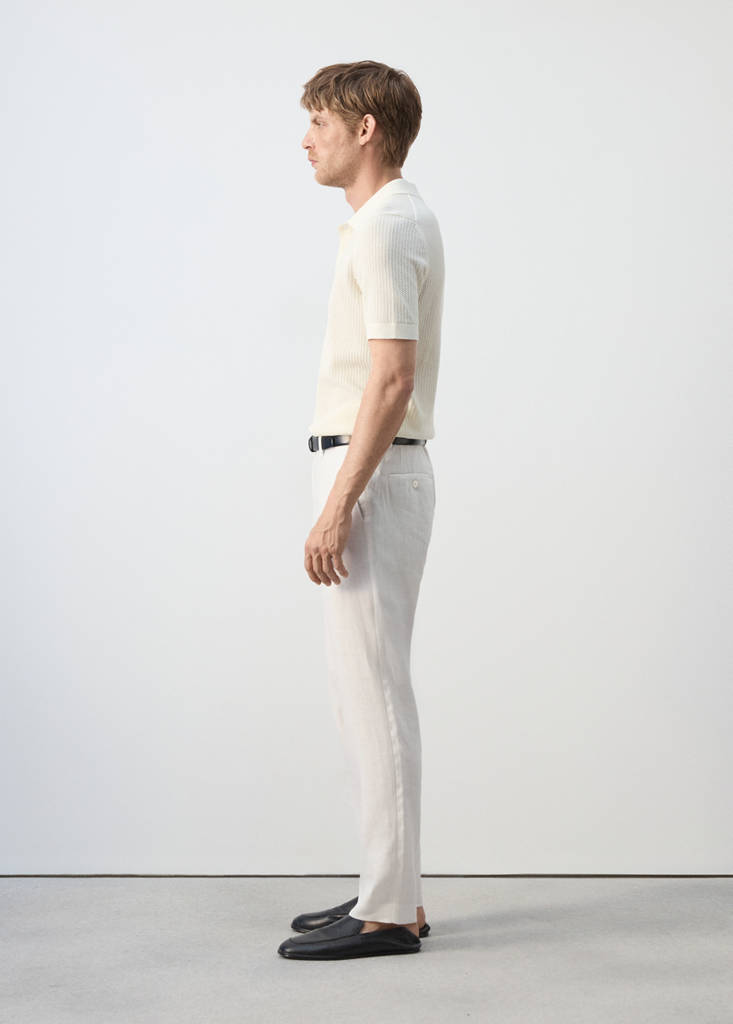 Slim-fit 100% linen trousers — Off White