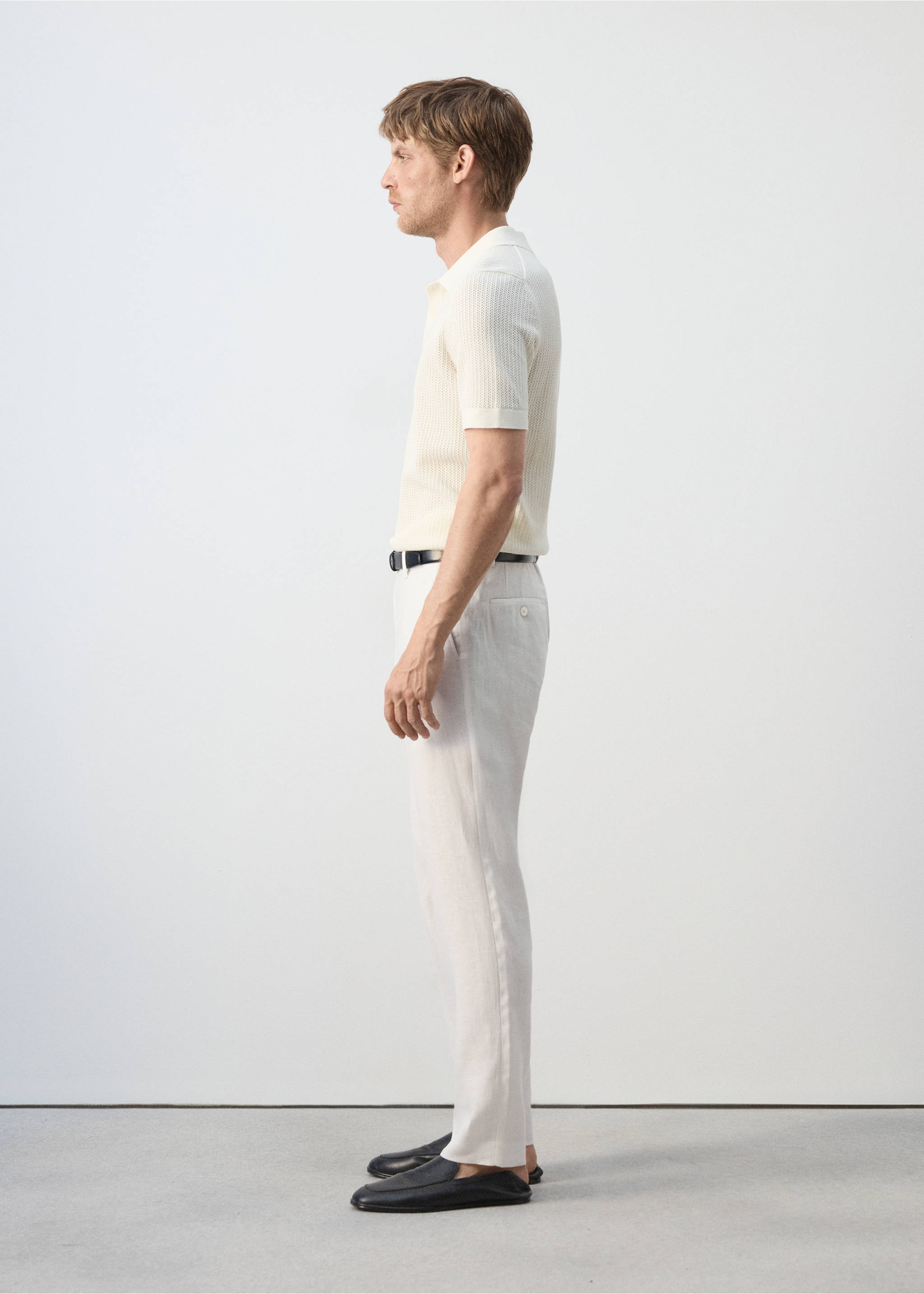 Pantalon 100 % lin slim fit - Détail de l'article 2, Blanc cassé. Ref: 37071330-00.