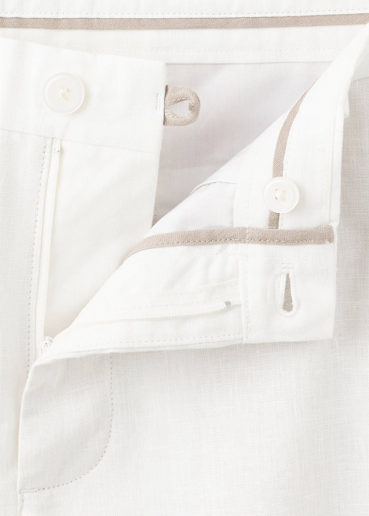 Slim-fit 100% linen trousers — Off White