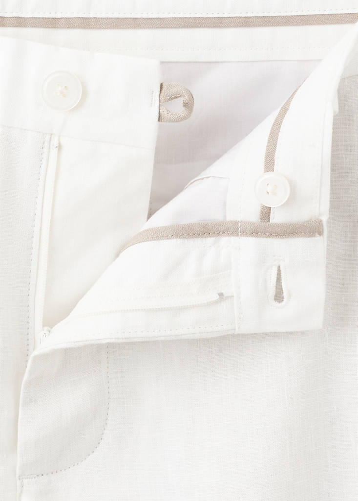 Slim-fit 100% linen trousers — Off White