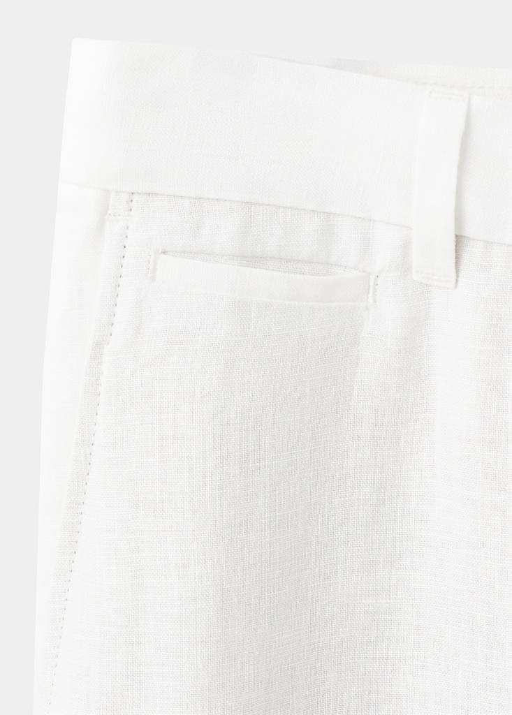 Slim-fit 100% linen trousers — Off White