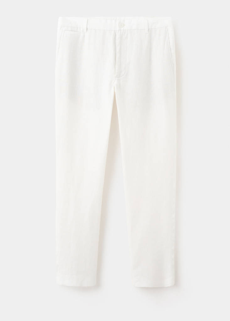 Slim-fit 100% linen trousers — Off White