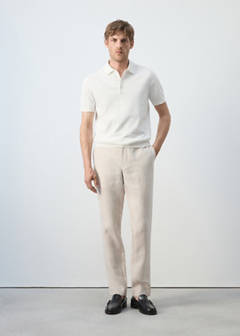 Slim-fit 100% linen trousers — Ecru 2