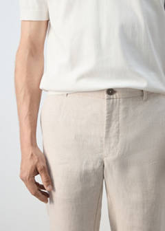Slim-fit 100% linen trousers — Ecru 4