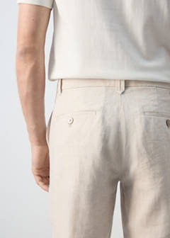 Slim-fit 100% linen trousers — Ecru 6