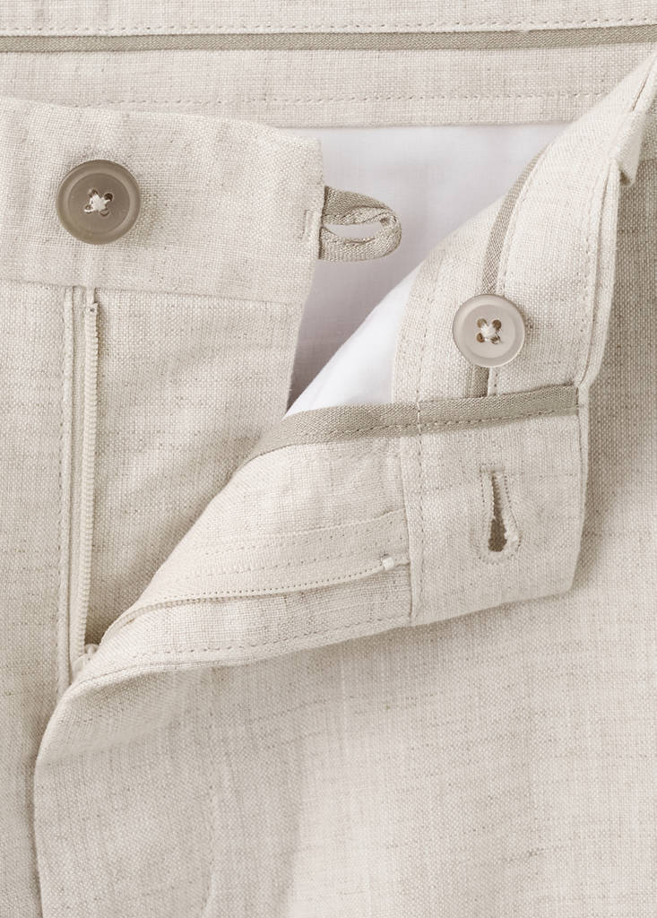 Slim-fit 100% linen trousers — Ecru