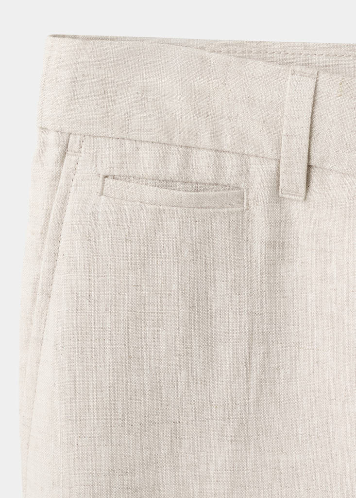 Slim-fit 100% linen trousers — Ecru