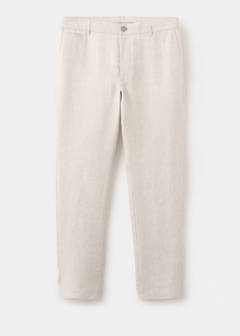Slim-fit 100% linen trousers — Ecru 7