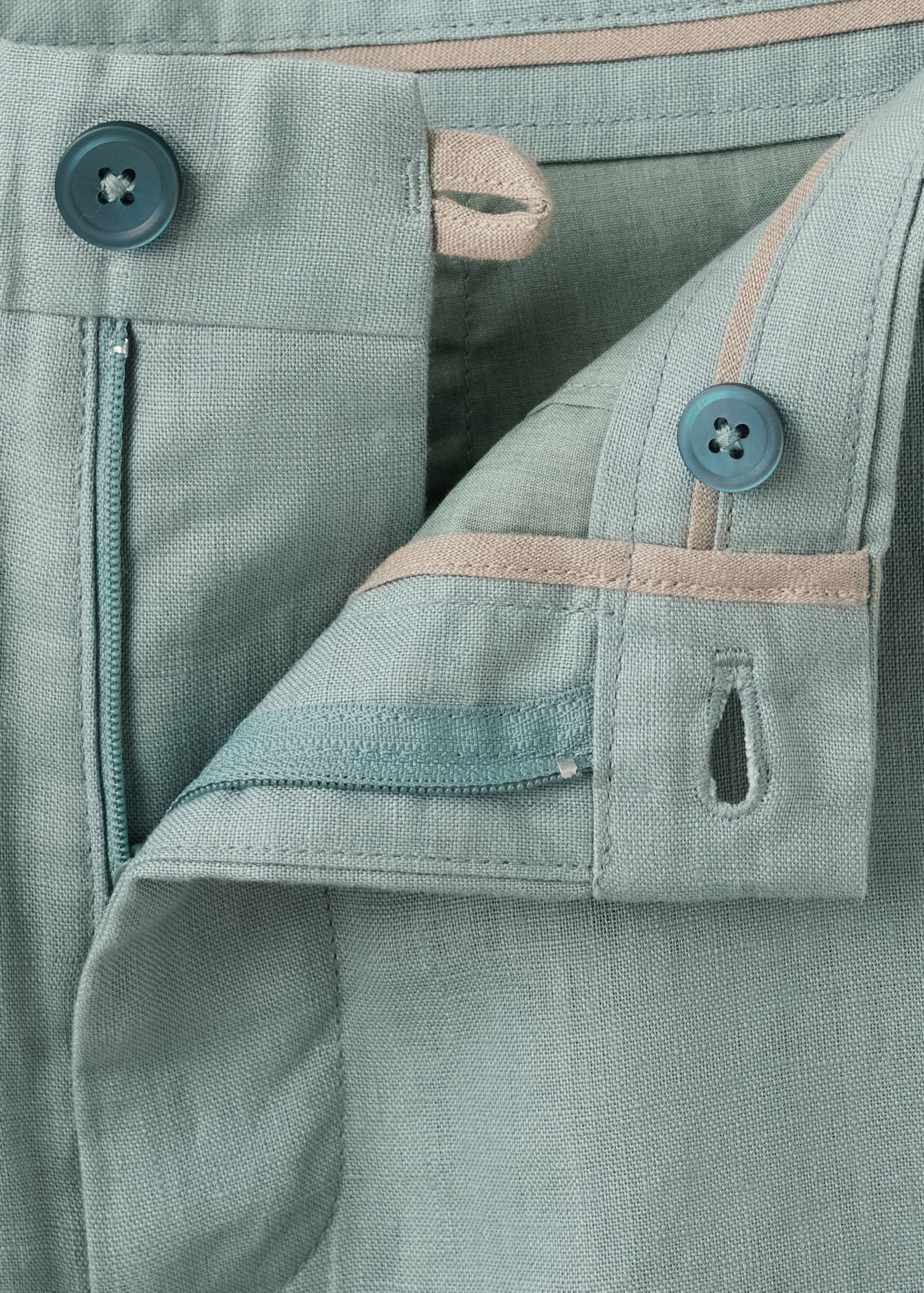 Slim-fit 100% linen trousers - Details of the article 8
