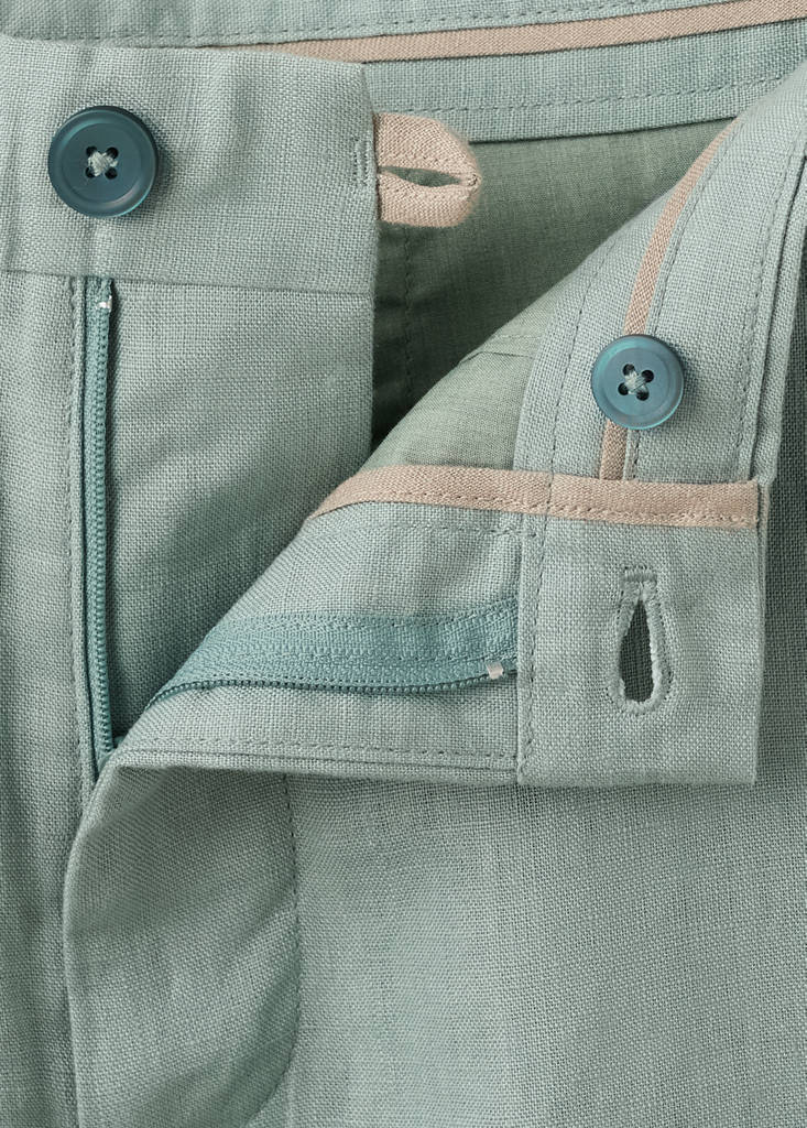 Slim-fit 100% linen trousers — Emerald Green