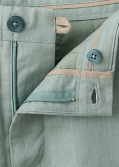 Slim-fit 100% linen trousers — Emerald Green 9