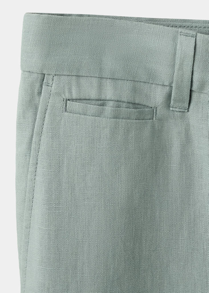 Slim-fit 100% linen trousers — Emerald Green