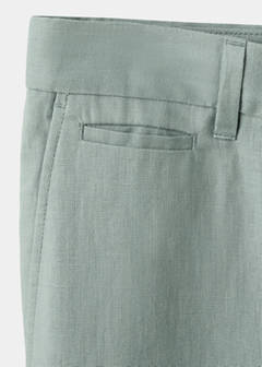 Slim-fit 100% linen trousers — Emerald Green 10