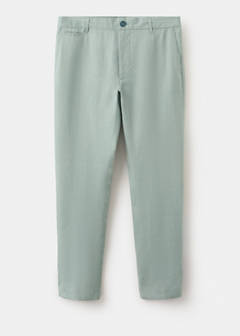 Slim-fit 100% linen trousers — Emerald Green 7