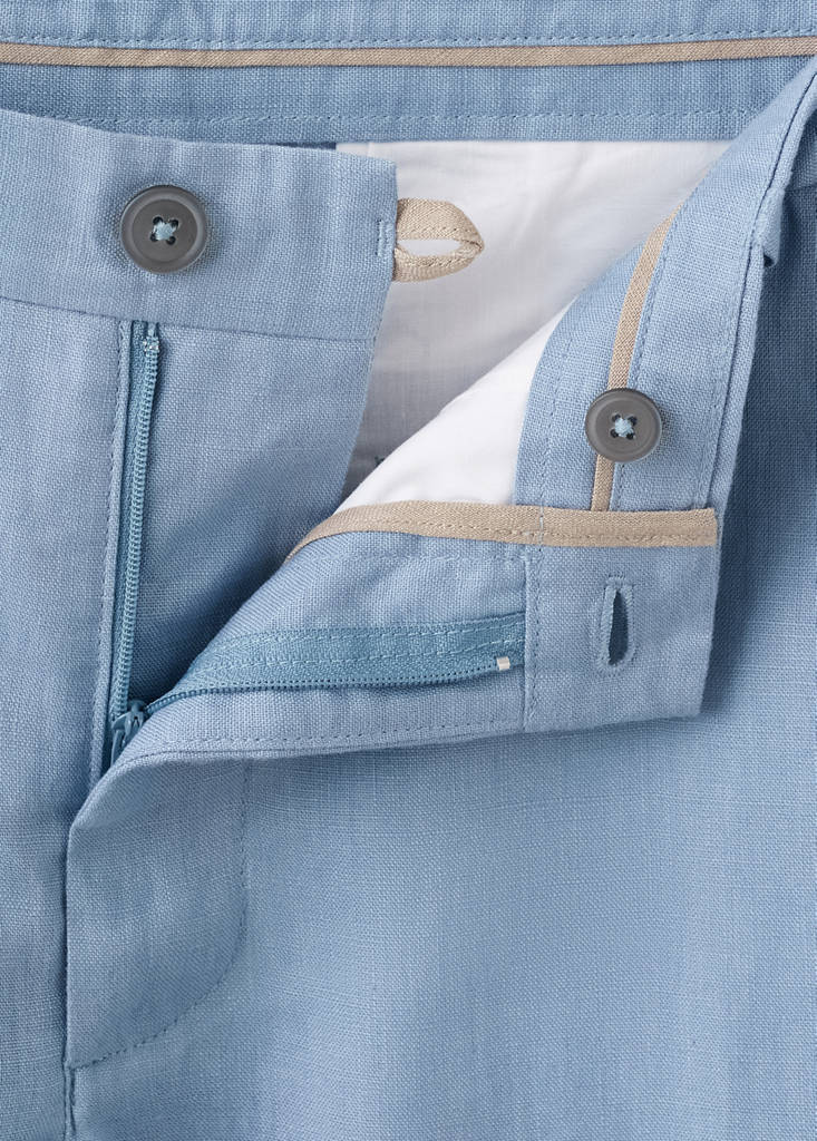 Slim-fit 100% linen trousers — Sky Blue