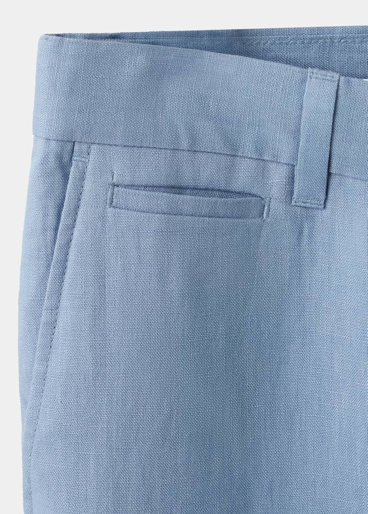 Slim-fit 100% linen trousers — Sky Blue