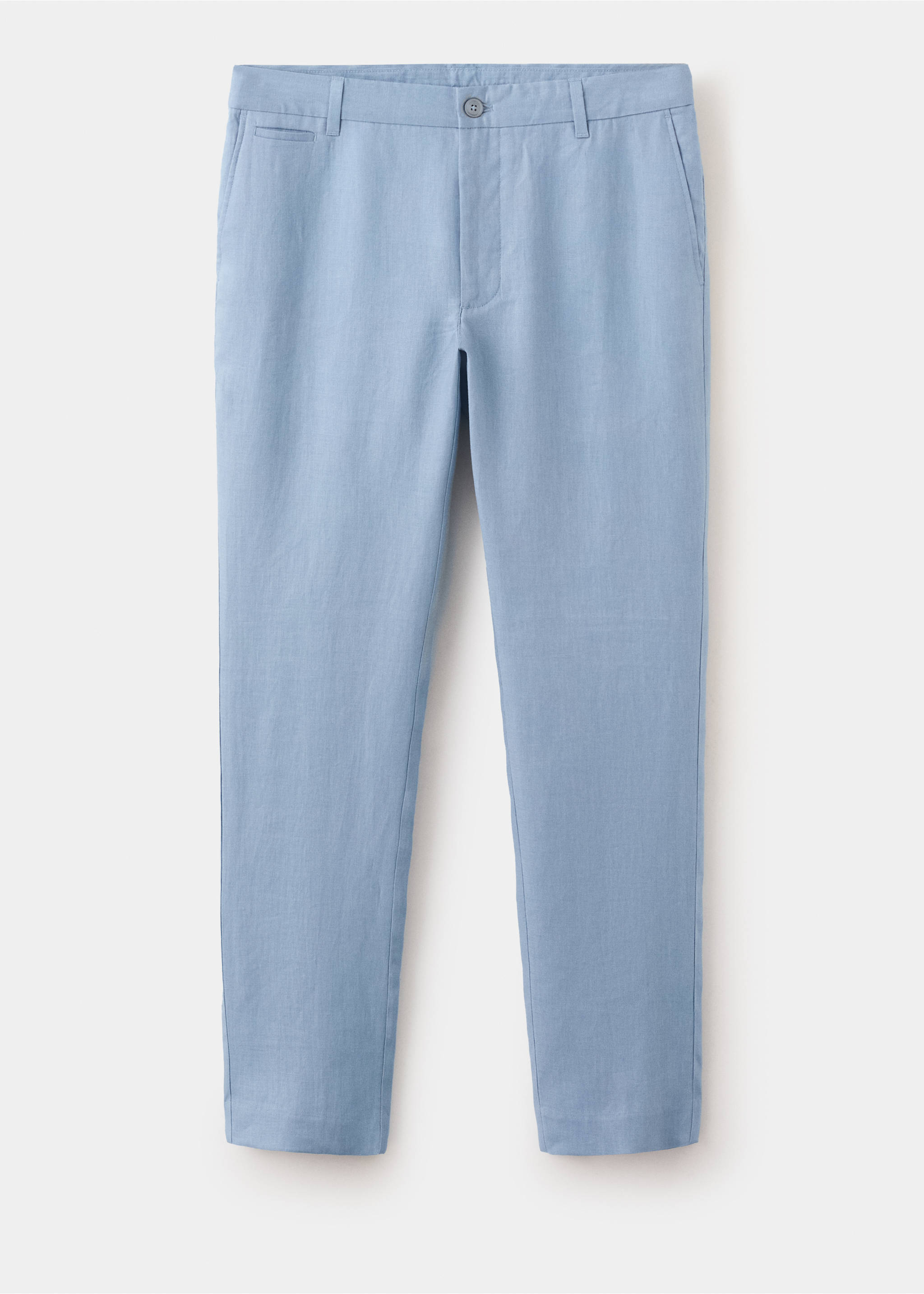 Pantalon 100 % lin slim fit - Article sans modèle, Bleu ciel. Ref: 37071330-00.
