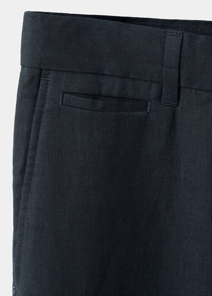 Slim-fit 100% linen trousers — Navy