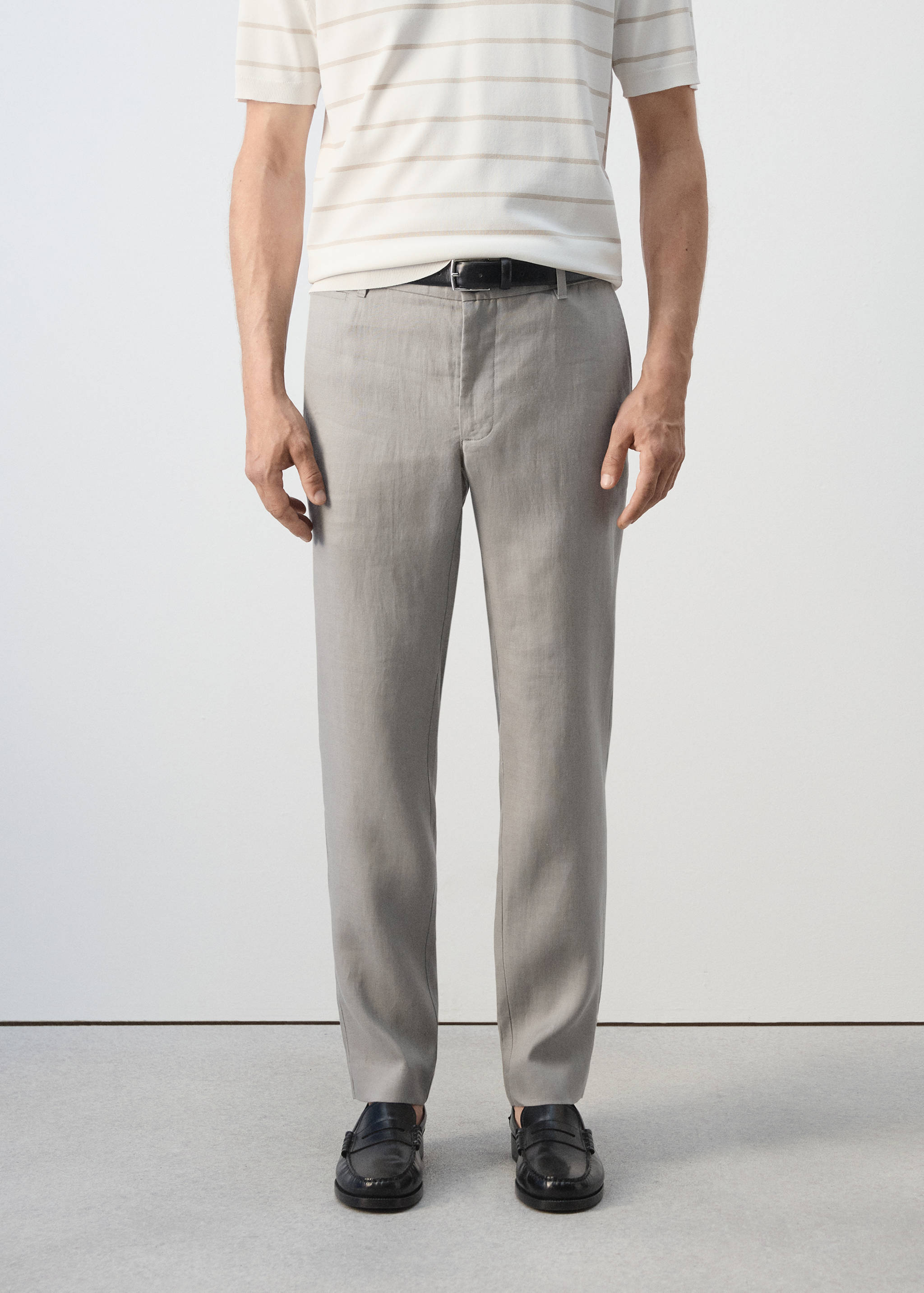 Pantalon 100 % lin slim fit - Plan moyen