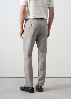 Slim-fit 100% linen trousers — Light Heather Grey 3