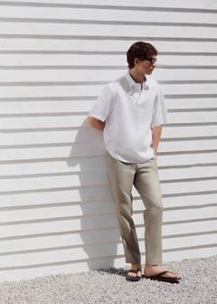 Slim-fit 100% linen trousers — Light Heather Grey 7